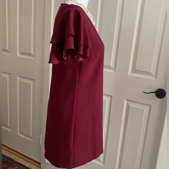 ANN TAYLOR Burgundy Flutter Sleeve Dress, Size 0P (zero Petite) - Picture 14 of 16